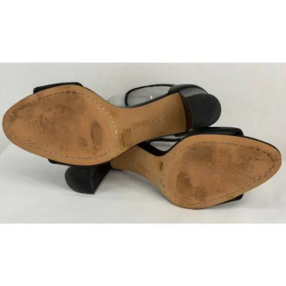 Vince Camuto Corlina Black Leather Ankle Strap Open Toe Heel Sandals 8M - Picture 6 of 8